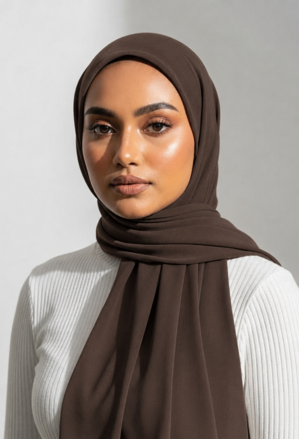 Dark-brown Georgette Hijab