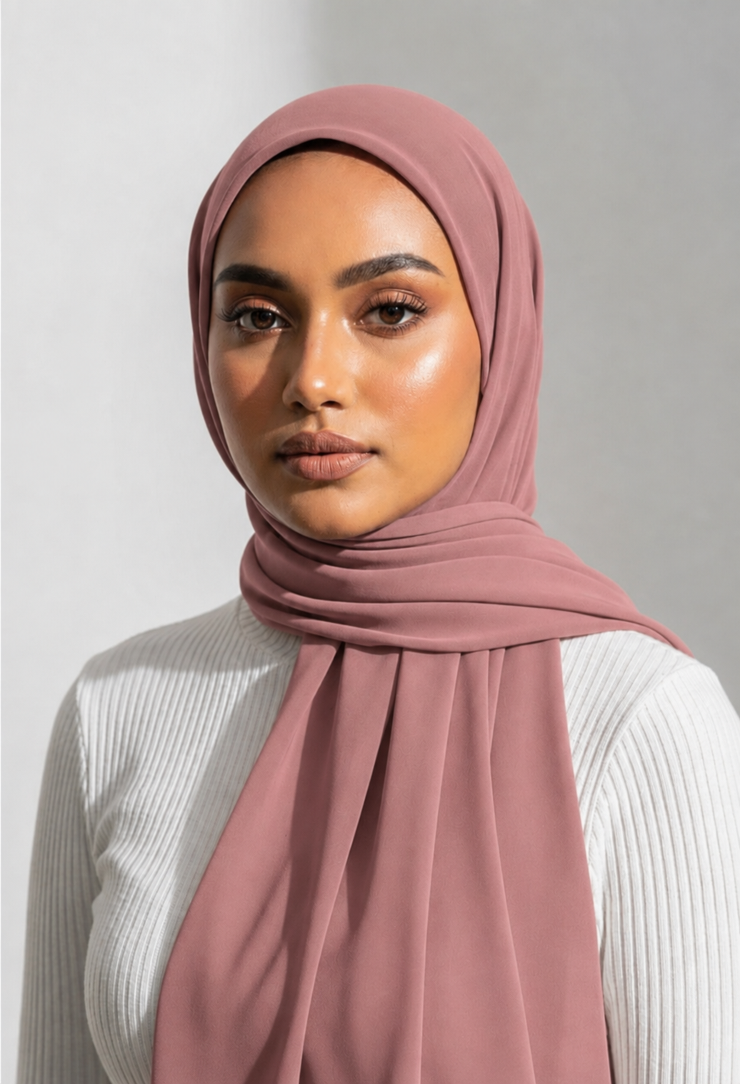 Rose-pink Georgette Hijab