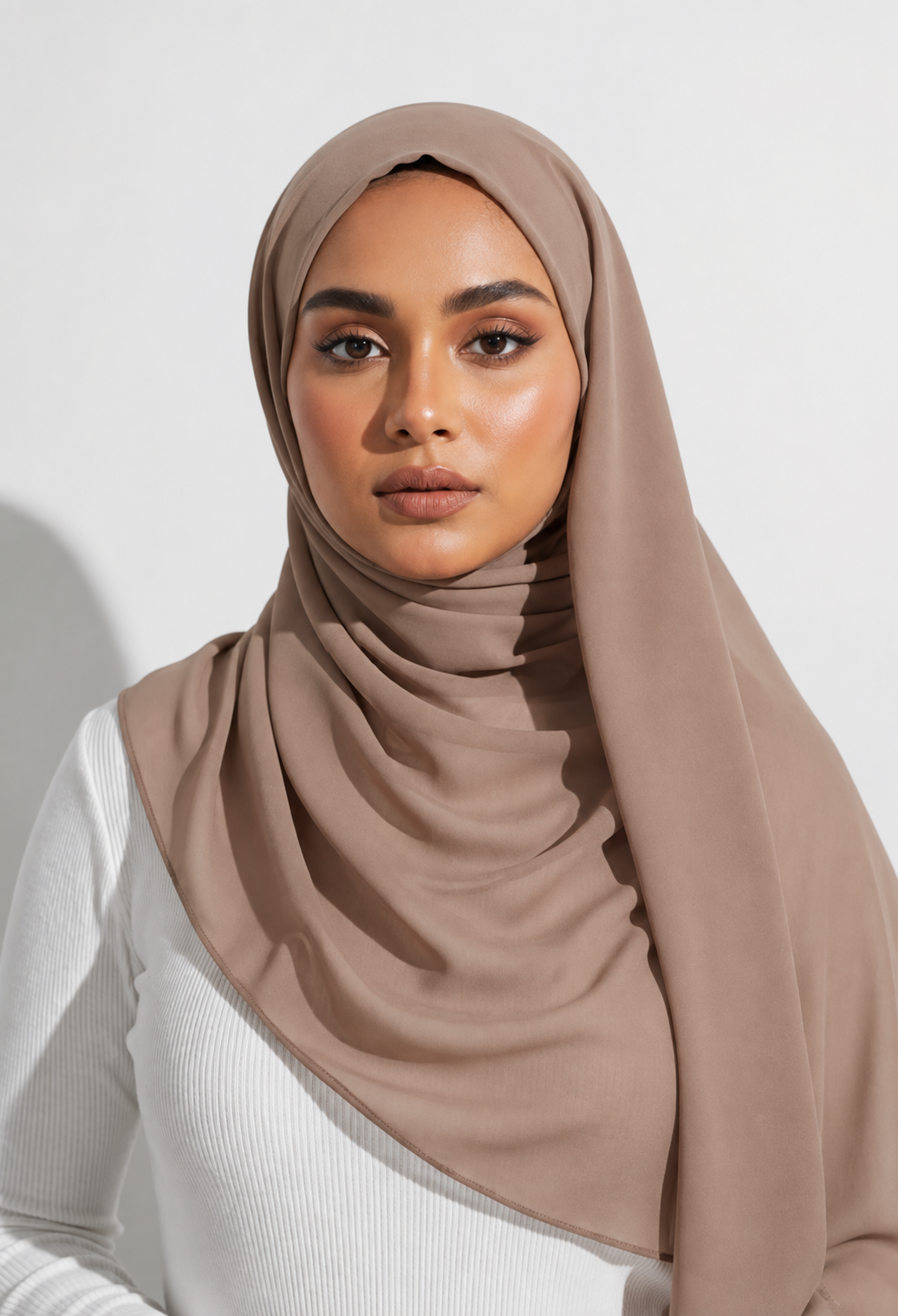 Beige Brown Georgette Hijab