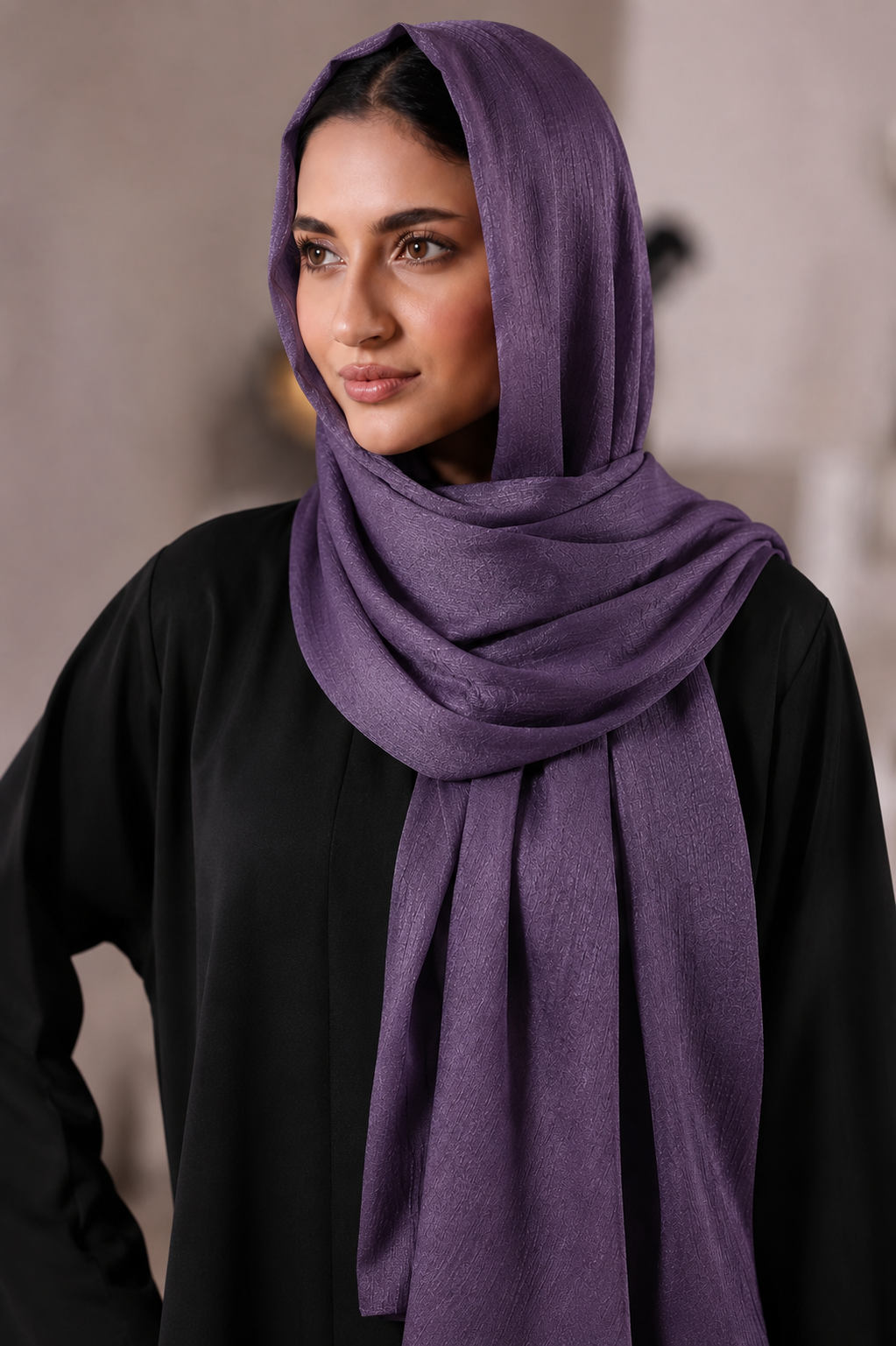 Violet Crinkled Silk Hijab