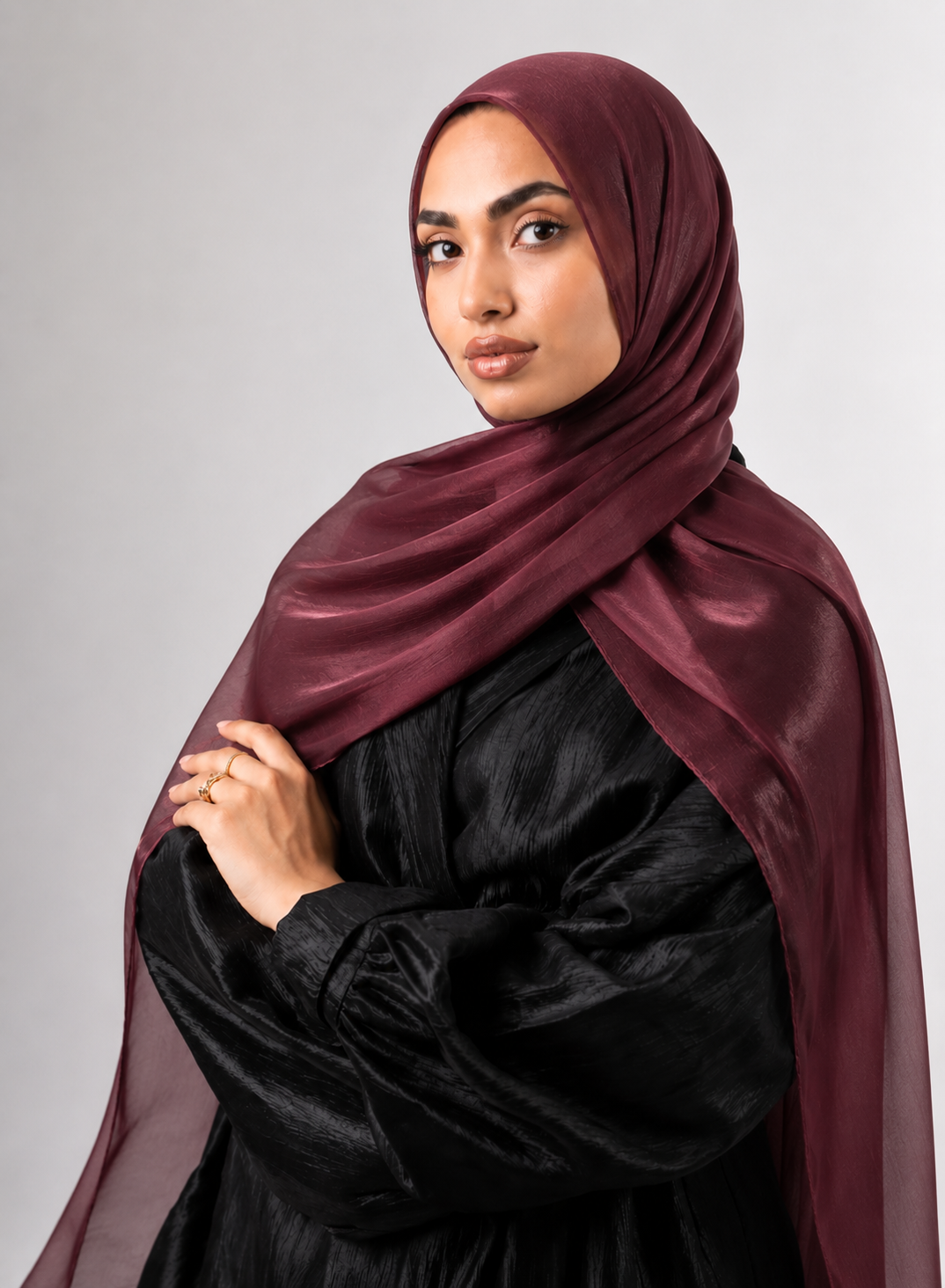 Rich Maroon Organza Silk Hijab