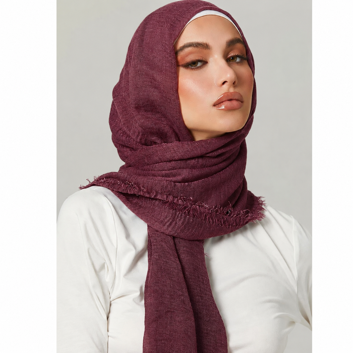 Deep Burgundy Crimps Hijab