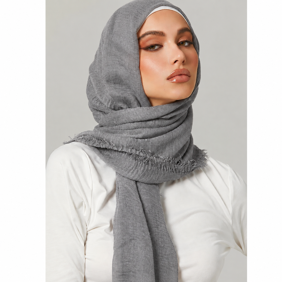 Grey Crimps Hijab