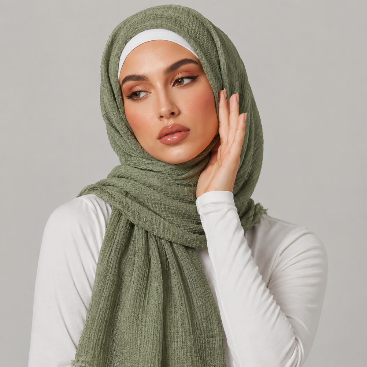 Sage Green Crimps Hijab