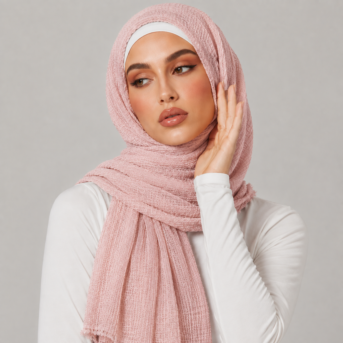 Rose Pink Crimps Hijab
