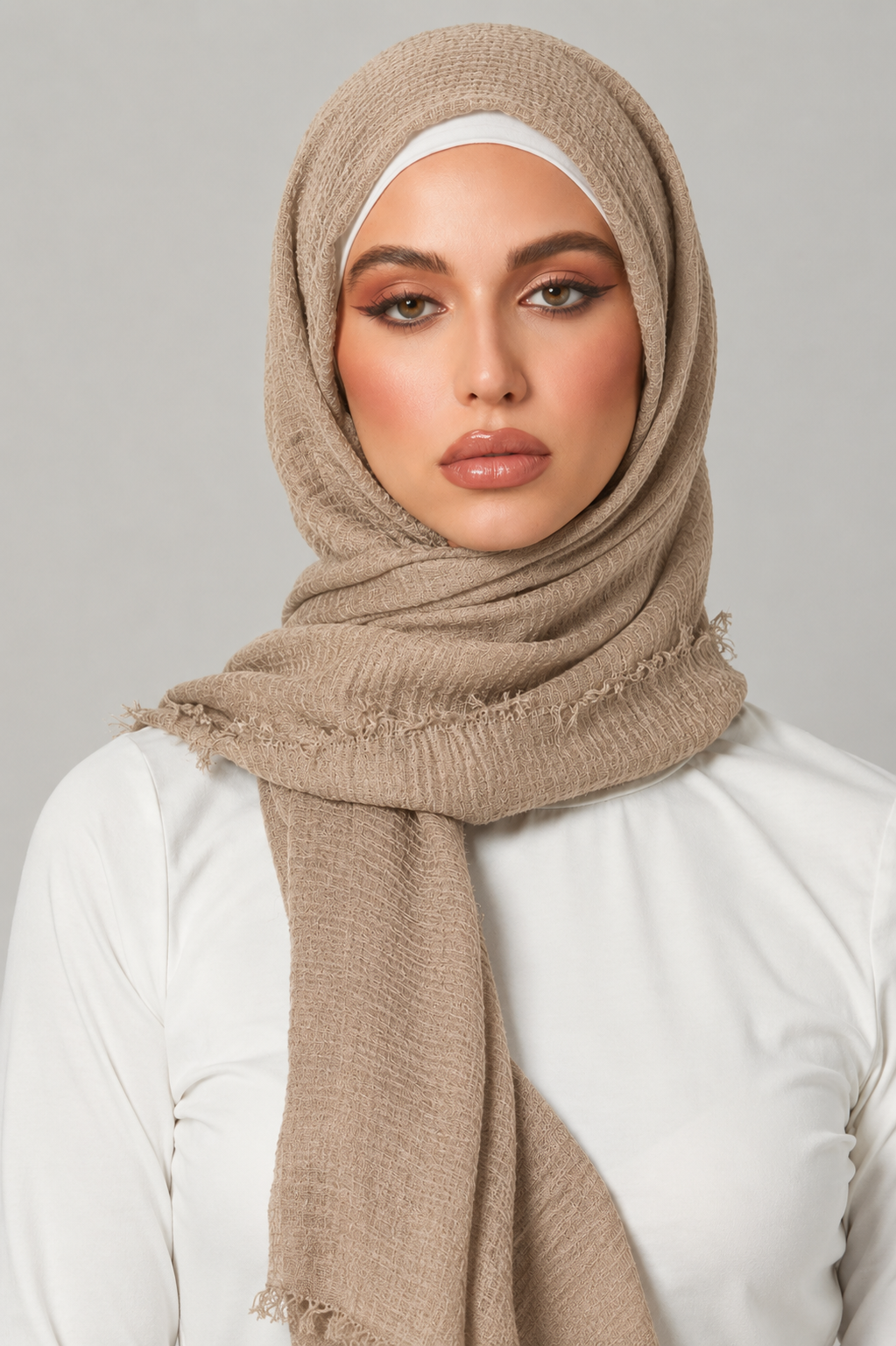 Light Mocha Crimps Hijab