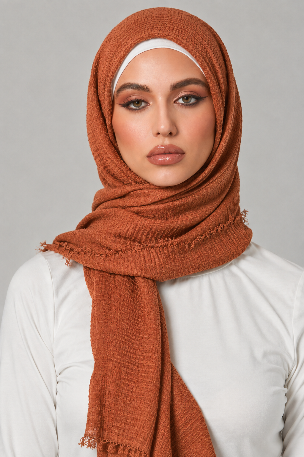 Rusty Orange Crimps Hijab