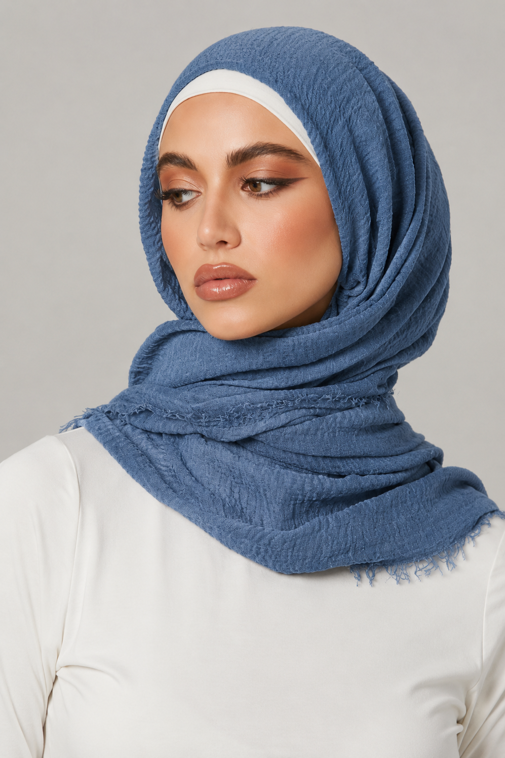 Dusty Blue Crimps Hijab
